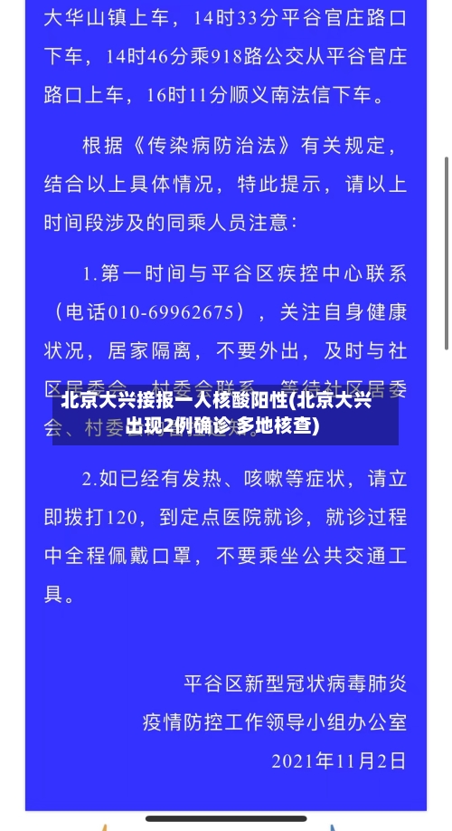 北京大兴接报一人核酸阳性(北京大兴出现2例确诊 多地核查)-第2张图片