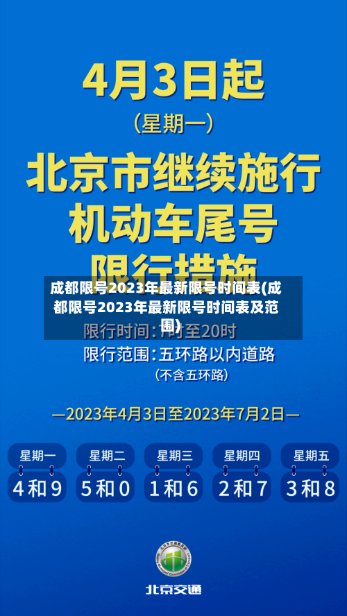 成都限号2023年最新限号时间表(成都限号2023年最新限号时间表及范围)